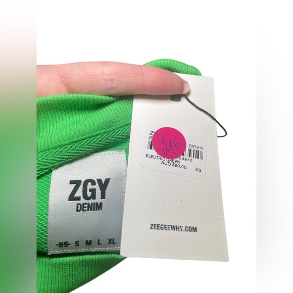 ZGY Denim NWT Green Polaroid Graphic Sweatshirt XS 100% Cotton - Picture 5 of 6